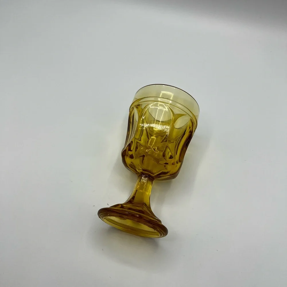 ANCHOR HOCKING FAIRFIELD Amber 6” Golden Honey Goblet Water Ice Tea Vintage